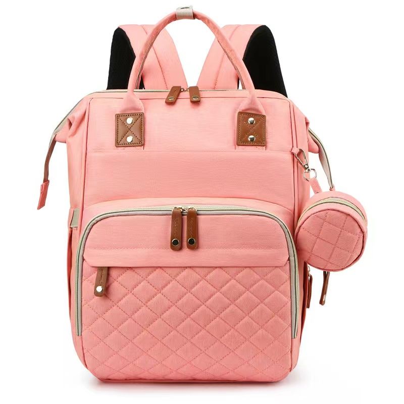 Multi-functional baby diaper bag & Bed - Pink