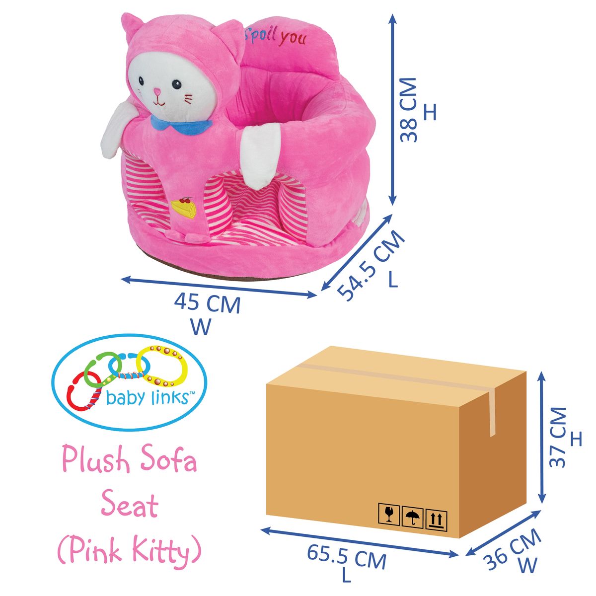 Baby Sofa Support Seat Cover Plush Chair Learning to Sit Comfortable - Pink